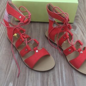 NWT orange red gladiator sandal
